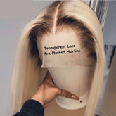#4 Dark Brown Root/613 Honey Blonde Bob Wig Short Transparent Lace Front Human Hair Wig | SULMY.